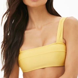 Square neck yellow bikini top